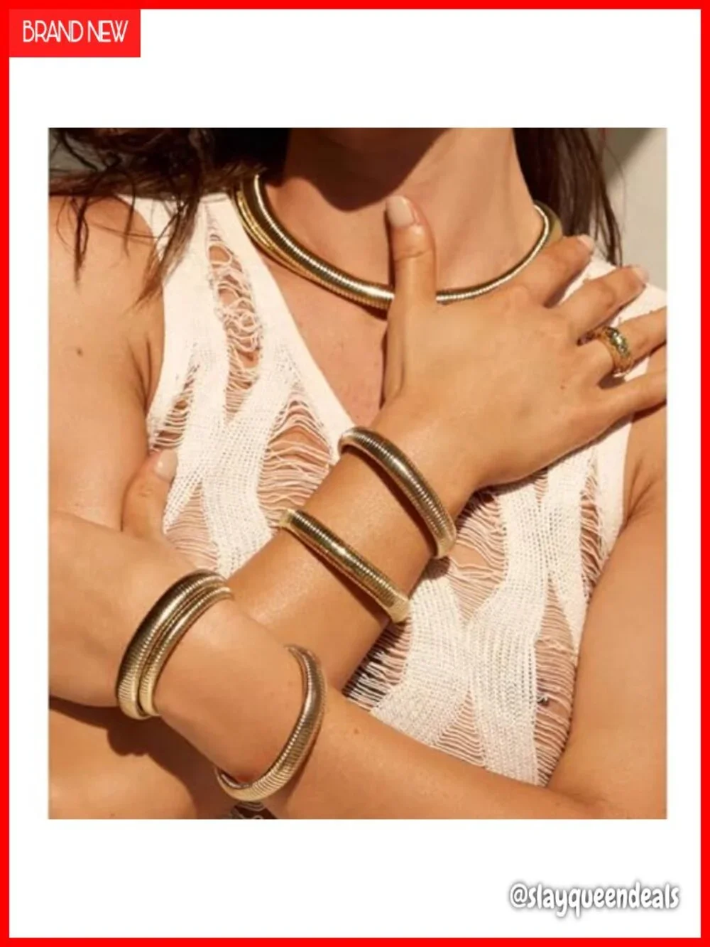 18K Gold Plated Bangle Bracelet Set of 3 Chunky Stack